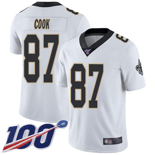 Men New Orleans Saints Limited White Jared Cook Road Jersey NFL Football #87 100th Season Vapor Untouchable Jersey